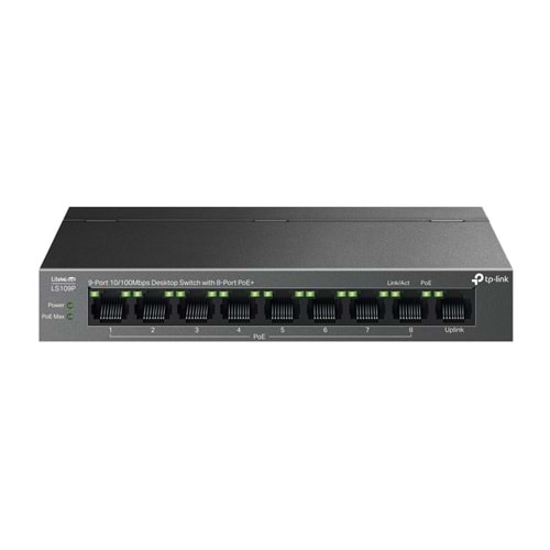 TP-Link LS109P 9 Port 10/100 8 Port Poe 63 W Yönetilemez Switch