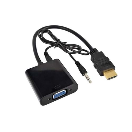 Hdmi To Vga Ses Destekli Monitör Dönüştürücü Kablo Çevirici Adaptör