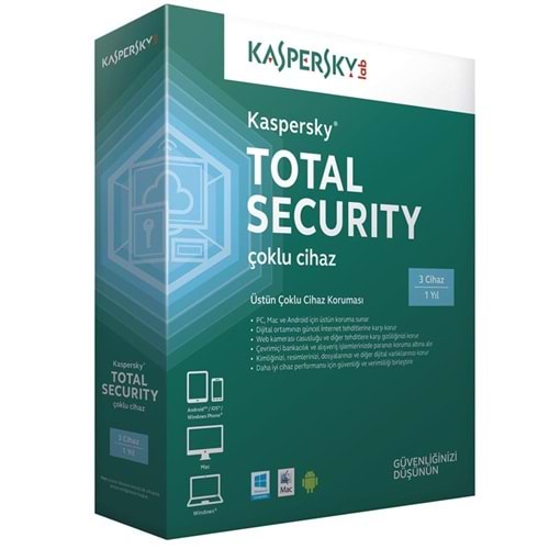 Kaspersky Total Security 3 Kullanıcı 1 Yıl Box