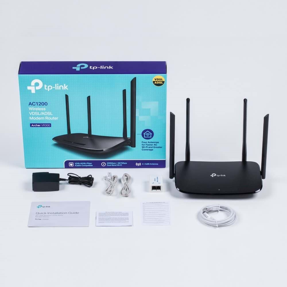 TP-Link Archer VR300, AC1200 Mbps Kablosuz Dual-Band Fiber/VDSL/ADSL Modem Router