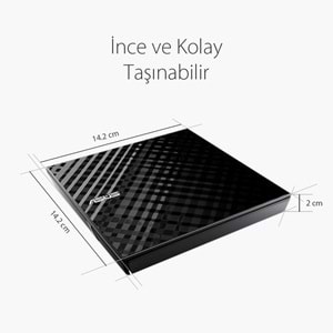 Asus 8x SDRW-08D2S-U USB 2.0 Slim Harici DVD Yazıcı Siyah