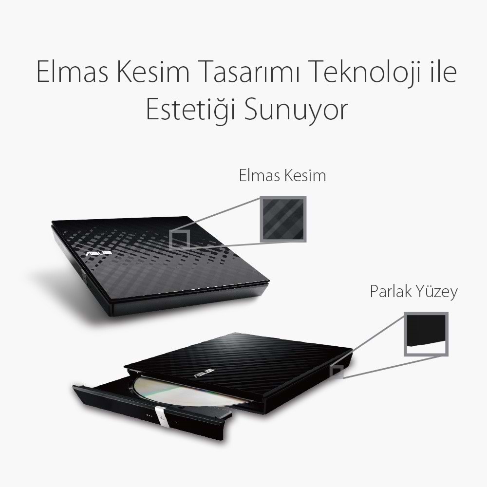 Asus 8x SDRW-08D2S-U USB 2.0 Slim Harici DVD Yazıcı Siyah