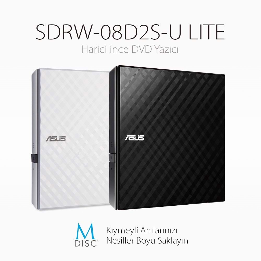 Asus 8x SDRW-08D2S-U USB 2.0 Slim Harici DVD Yazıcı Siyah