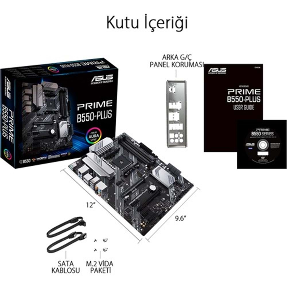 Asus PRIME B550-PLUS AMD B550 DDR4 USB3.2 DP/HDMI PCI 4.0 AM4 Anakart