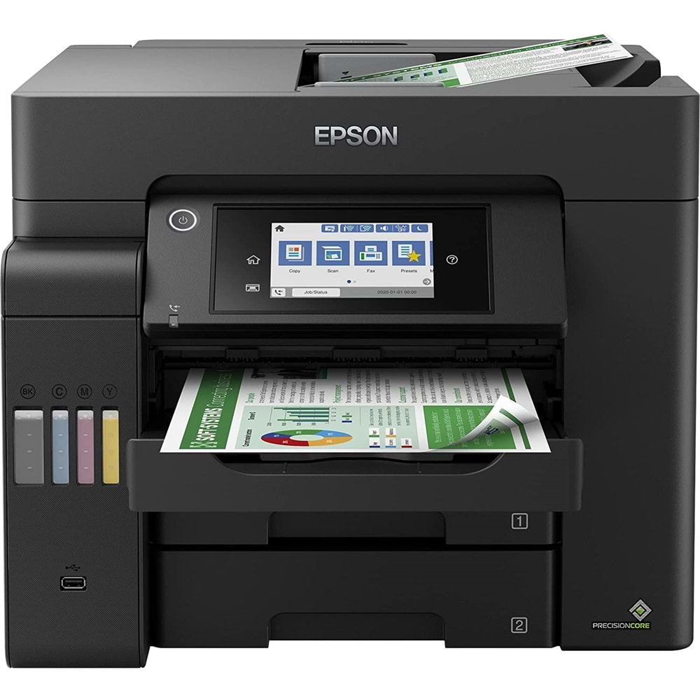 Epson EcoTank L6550 Mürekkep Püskürtmeli Yazıcı, A4, 4800 x 1200 DPI, Dakikada 32 sayfa, WLAN, Siyah