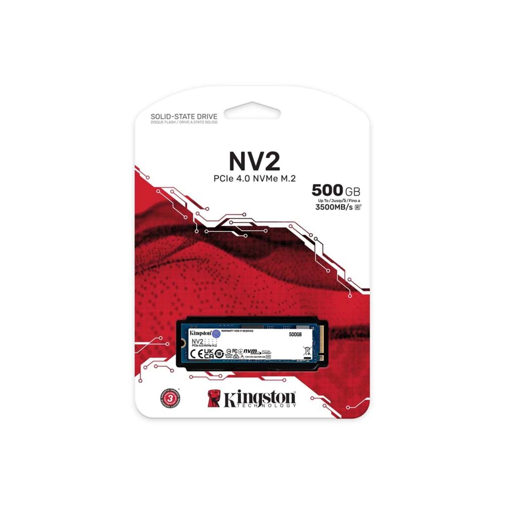 Kingston NV2 SNV2S/500G 500 GB 3500/2100 MB/S PCIe 4.0 NVMe M.2 SSD
