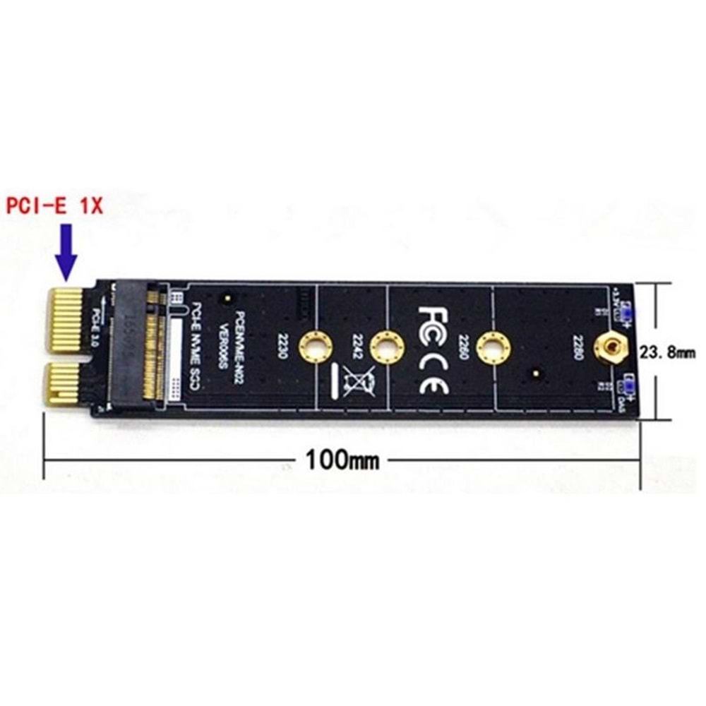 M.2 Nvme Ssd Ngff To Pcie 3.0 X1 Adaptör M Key Kart Çevirici Dönüştürücü