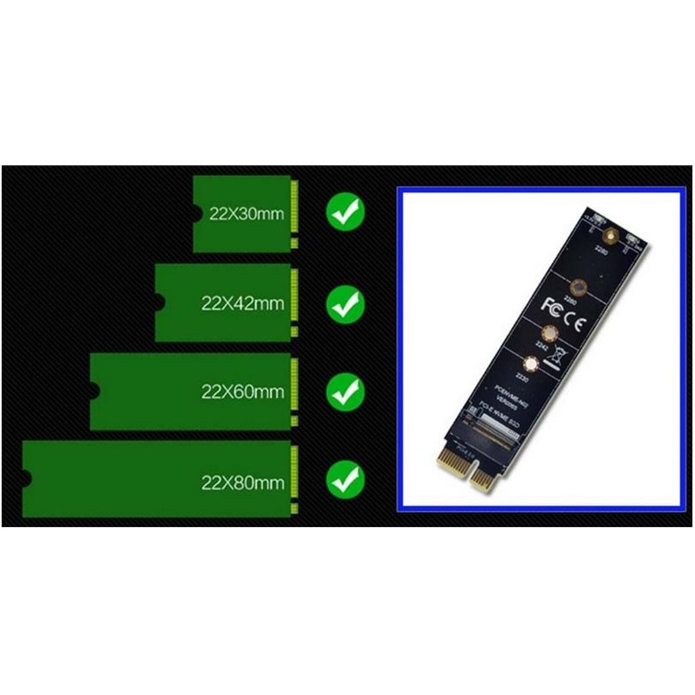 M.2 Nvme Ssd Ngff To Pcie 3.0 X1 Adaptör M Key Kart Çevirici Dönüştürücü