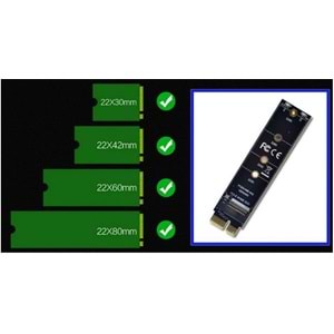 M.2 Nvme Ssd Ngff To Pcie 3.0 X1 Adaptör M Key Kart Çevirici Dönüştürücü