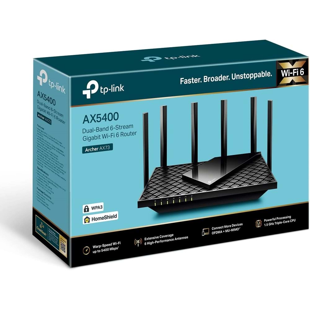 TP-Link Archer AX73 AX5400 Çift Bant Gigabit Wi-Fi 6 Yönlendirici
