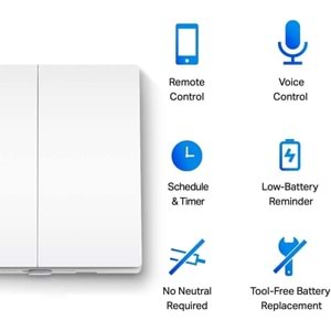 TP-Link Tapo S220 Akıllı Işık Anahtarı 2-Düğme 1-Yol