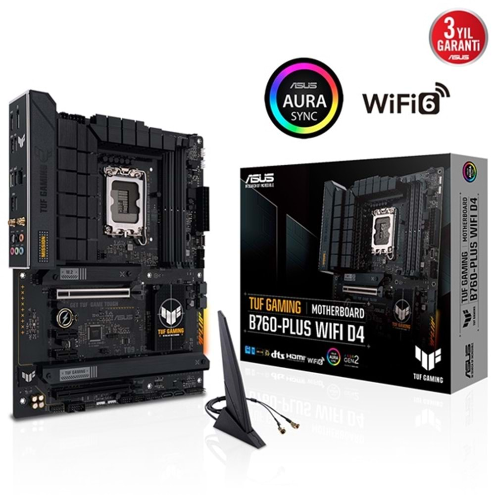 Asus TUF Gaming B760-Plus WIFI D4 Intel B760 5333 MHz (OC) DDR4 Soket 1700 ATX Anakart