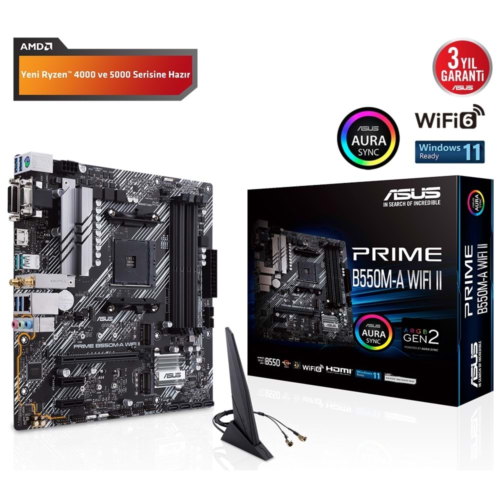Asus PRIME B550M-A WIFI II AMD B550 4866 MHz (OC) DDR4 Soket AM4 mATX Anakart