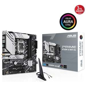 Asus Prime B760M-A WIFI D4 Intel B760 5333 MHz (OC) DDR4 Soket 1700 mATX Anakart