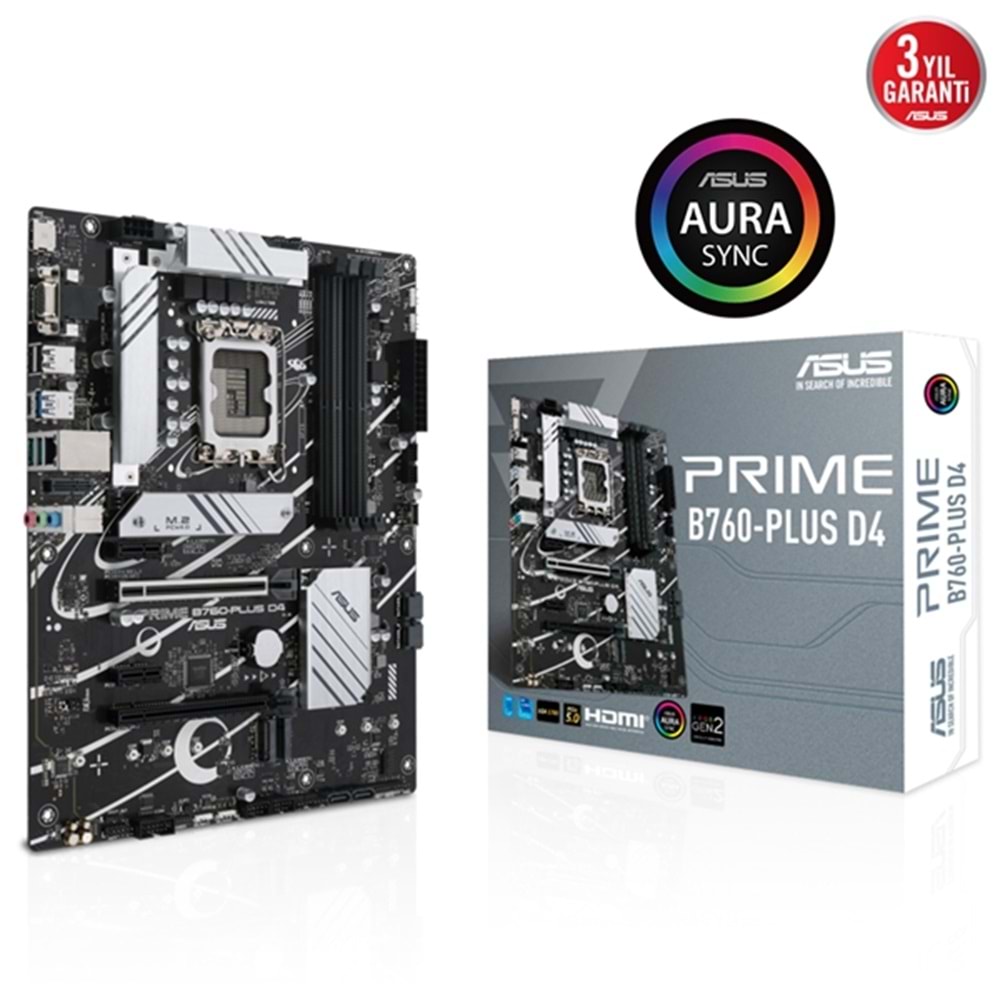 Asus Prime B760-PLUS D4 Intel B760 5066 MHz (OC) DDR4 Soket 1700 ATX Anakart