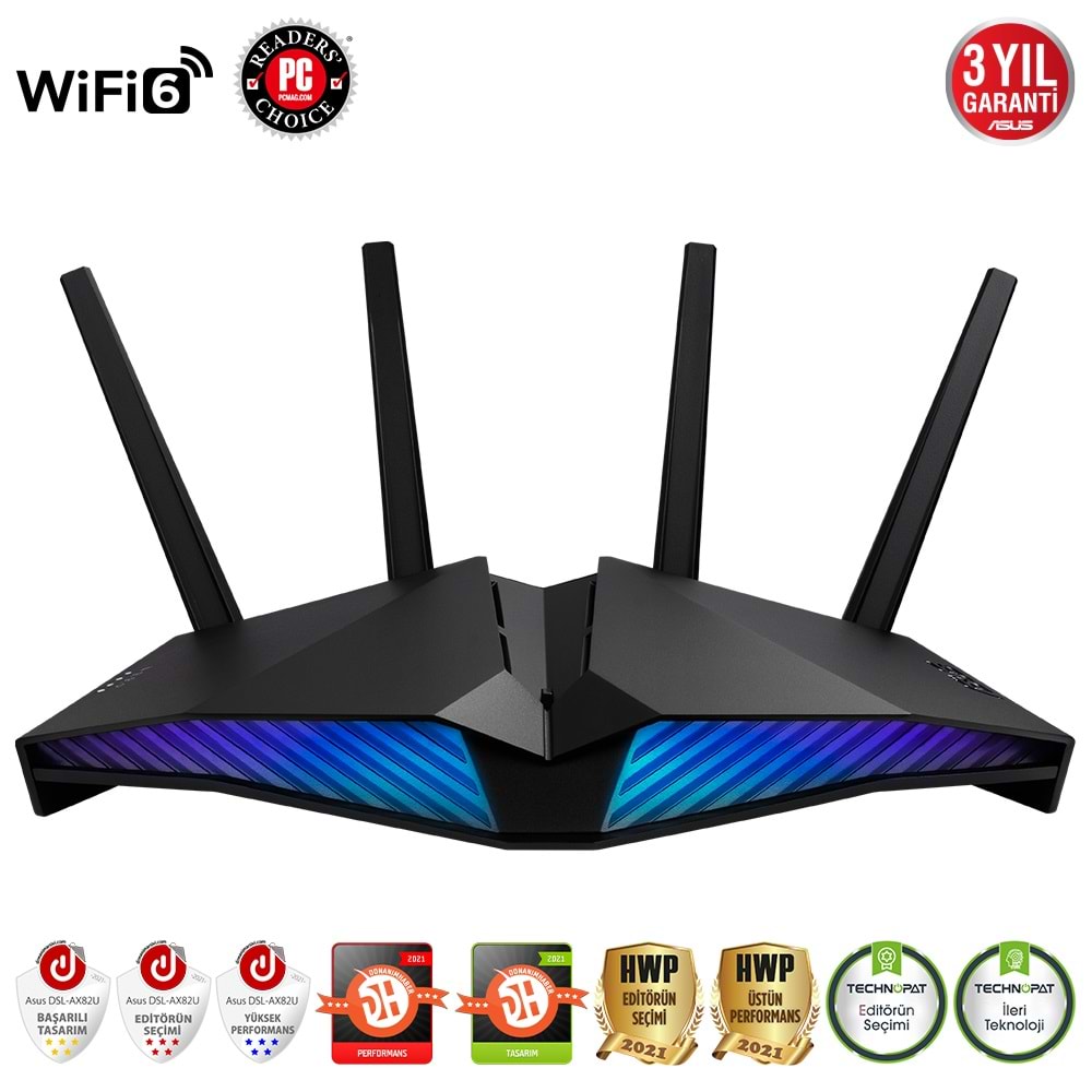 Asus DSL-AX82U Wi-Fi6 ADSL/VDSL DualBand Wi-Fi VPN 4 x Anten 4G 4x GigabitPort Firewall VPN Modem Router