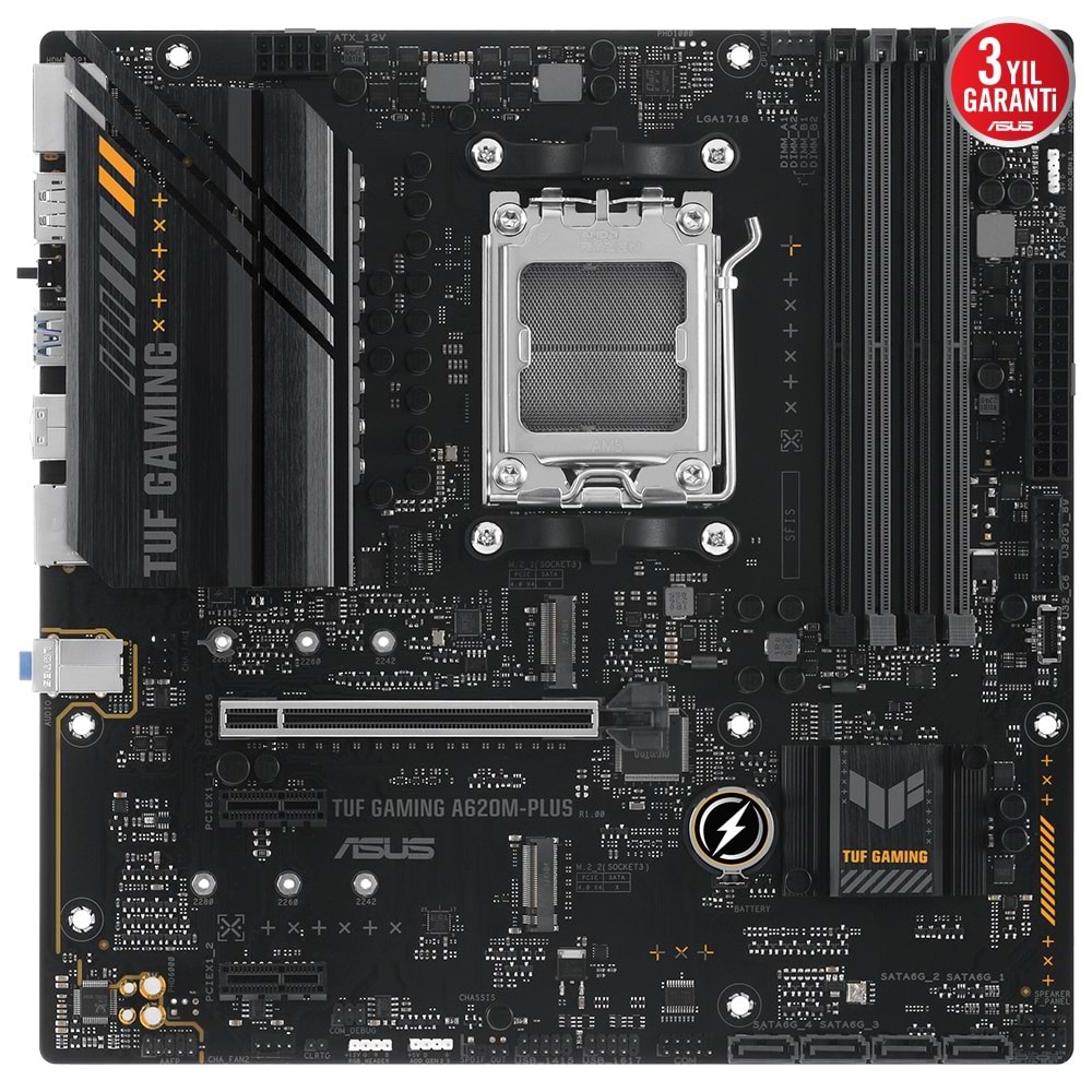 Asus TUF Gaming A620M-Plus AMD A620 6400 MHz (OC) DDR5 Soket AM5 mATX Anakart