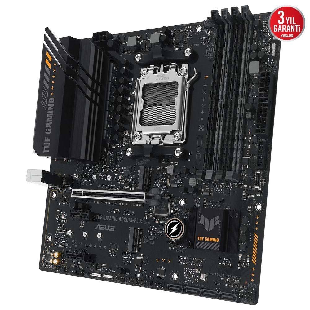Asus TUF Gaming A620M-Plus AMD A620 6400 MHz (OC) DDR5 Soket AM5 mATX Anakart