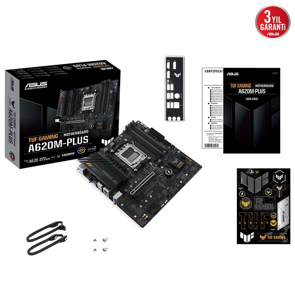 Asus TUF Gaming A620M-Plus AMD A620 6400 MHz (OC) DDR5 Soket AM5 mATX Anakart