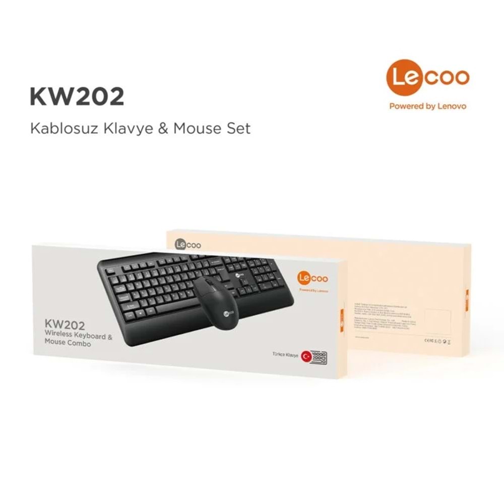 Lenovo Lecoo KW202 Kablosuz Siyah Klavye ve Mouse Seti