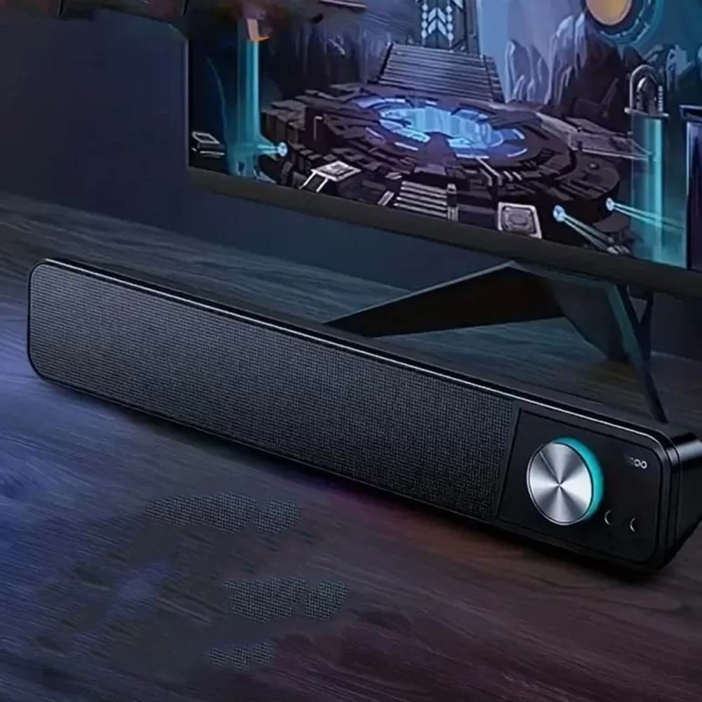 Lenovo Lecoo DS111 Kablolu (USB + 3.5mm Jack Girişli) Stereo 6W Soundbar Taşınabilir Hoparlör Siyah