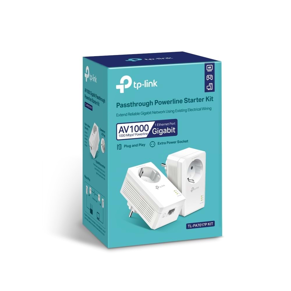 TP-Link TL-PA7017P KIT AV1000 Gigabit Passthrough Powerline Başlangıç Kiti