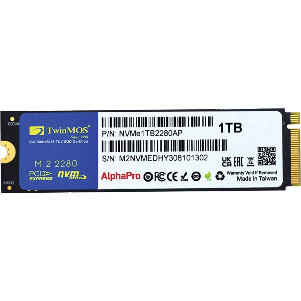 Twinmos NVMe1TB2280AP 3D-NAND 1 TB M.2 PCIE Gen3 NVMe SSD