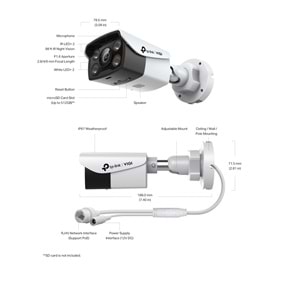 TP-Link VIGI C340 2.8mm 4MP Full-Color Bullet IP Kamera (1/3
