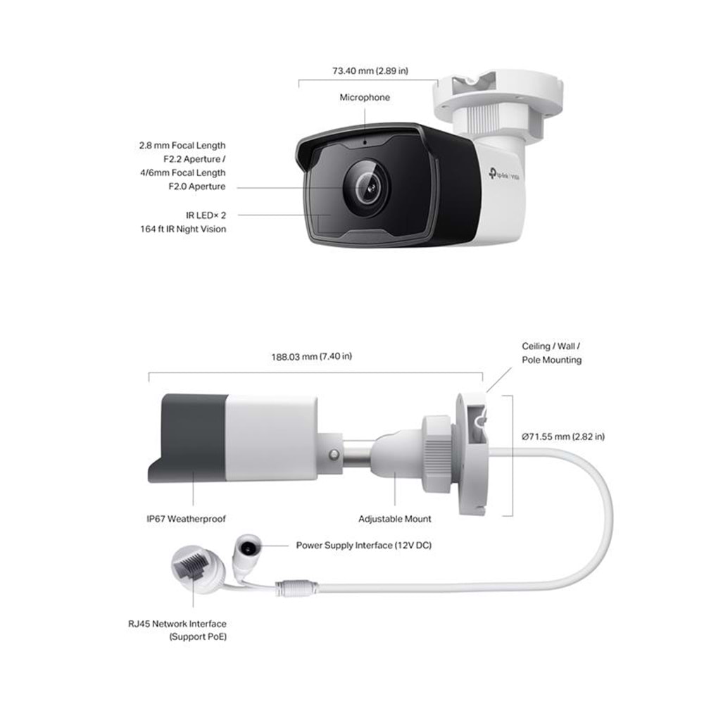 TP-Link VIGI C340I V1.2 2.8mm 4MP IR Bullet IP Kamera (1/3