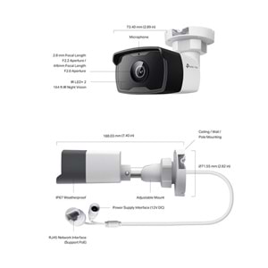 TP-Link VIGI C340I V1.2 2.8mm 4MP IR Bullet IP Kamera (1/3