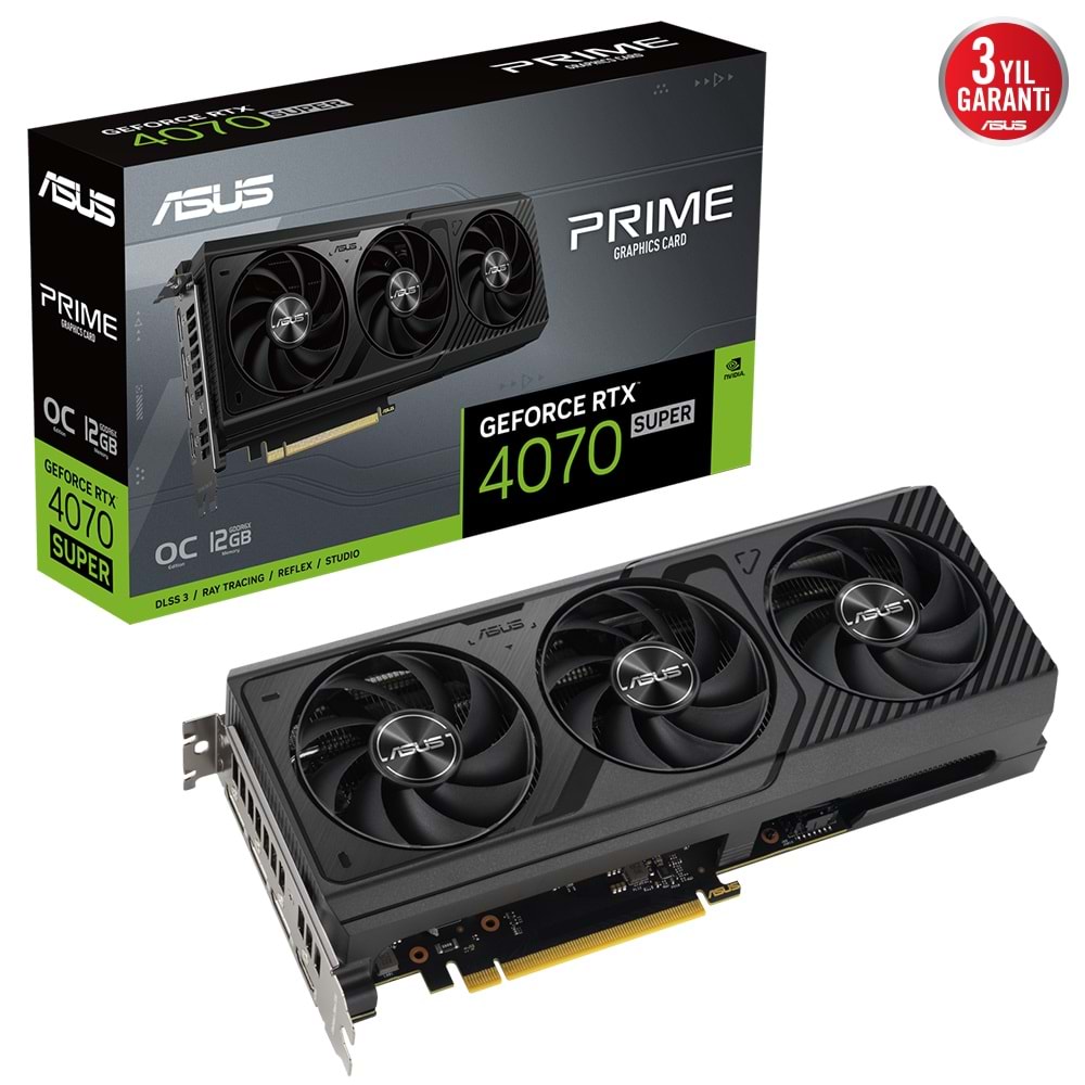 Asus PRIME-RTX4070S-O12G 12GB 192Bit GDDR6X DP/HDMI PCI 4.0 Ekran Kartı