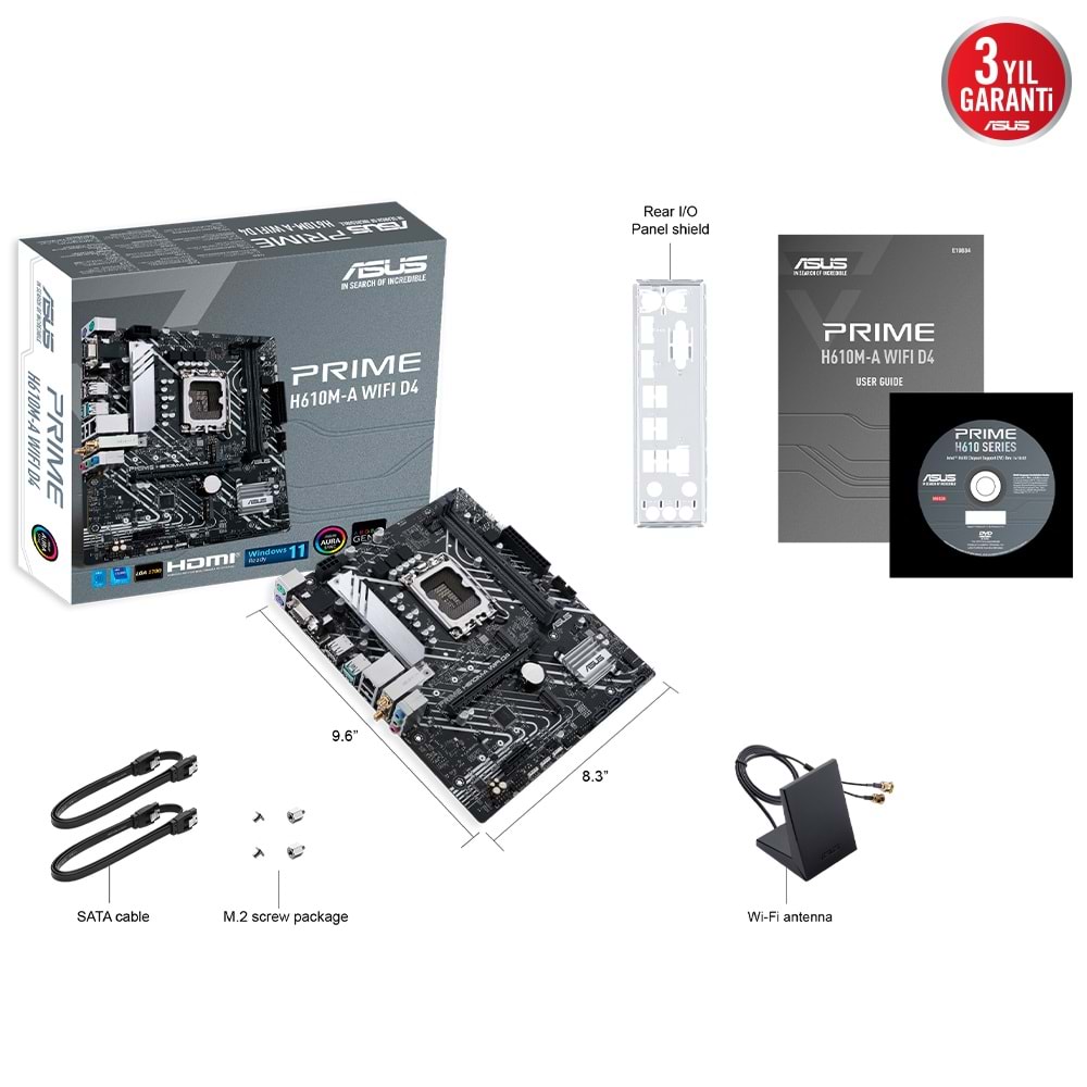Asus PRIME H610M-A WIFI D4 Intel H610 3200 MHz DDR4 Soket 1700 mATX Anakart