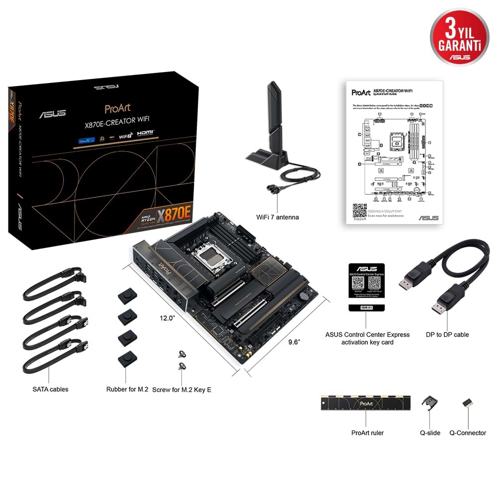 Asus ProArt X870E-CREATOR Wi-Fi AMD X870E 8000 MHz DDR5 AM5 Anakart