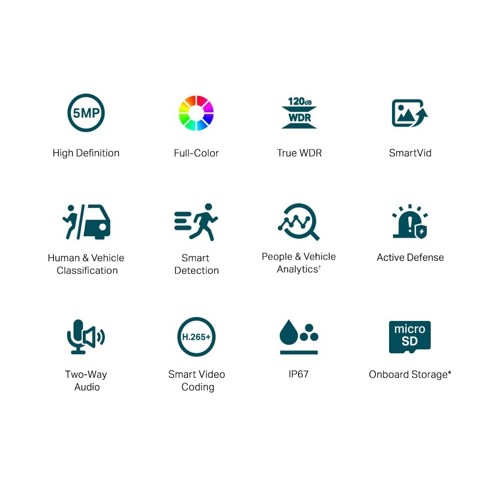 TP-Link VIGI C350 2.8mm 5MP Full-Color Bullet IP Kamera (İki Yönlü Ses, Aktif Savuma)