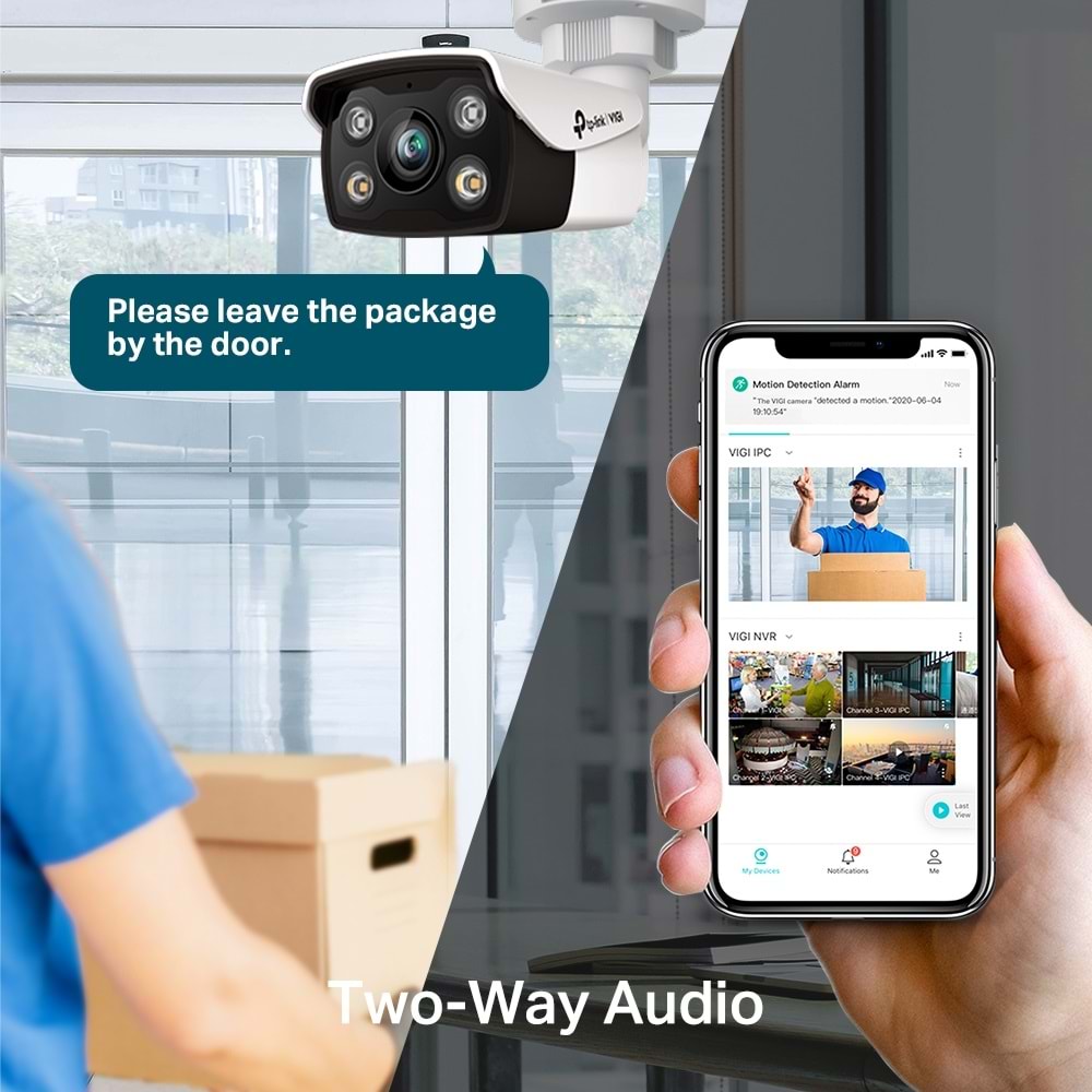 TP-Link VIGI C350 2.8mm 5MP Full-Color Bullet IP Kamera (İki Yönlü Ses, Aktif Savuma)
