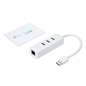 TP-Link UE330 USB 3.0 3-Port Hub ve Gigabit Ethernet Adaptör İkisi bir arada USB Adaptör