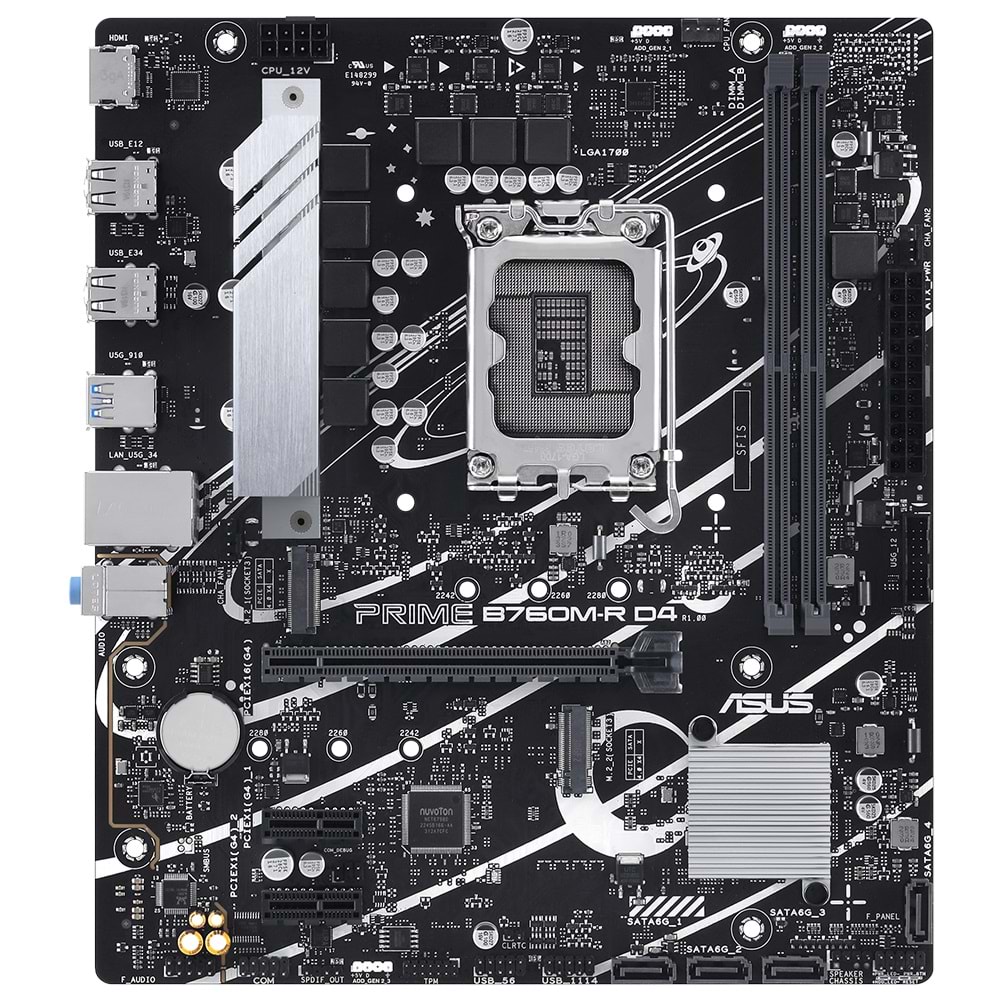 Asus PRIME B760M-R D4 Intel B760 5333 MHz (OC) DDR4 Soket 1700 mATX Anakart