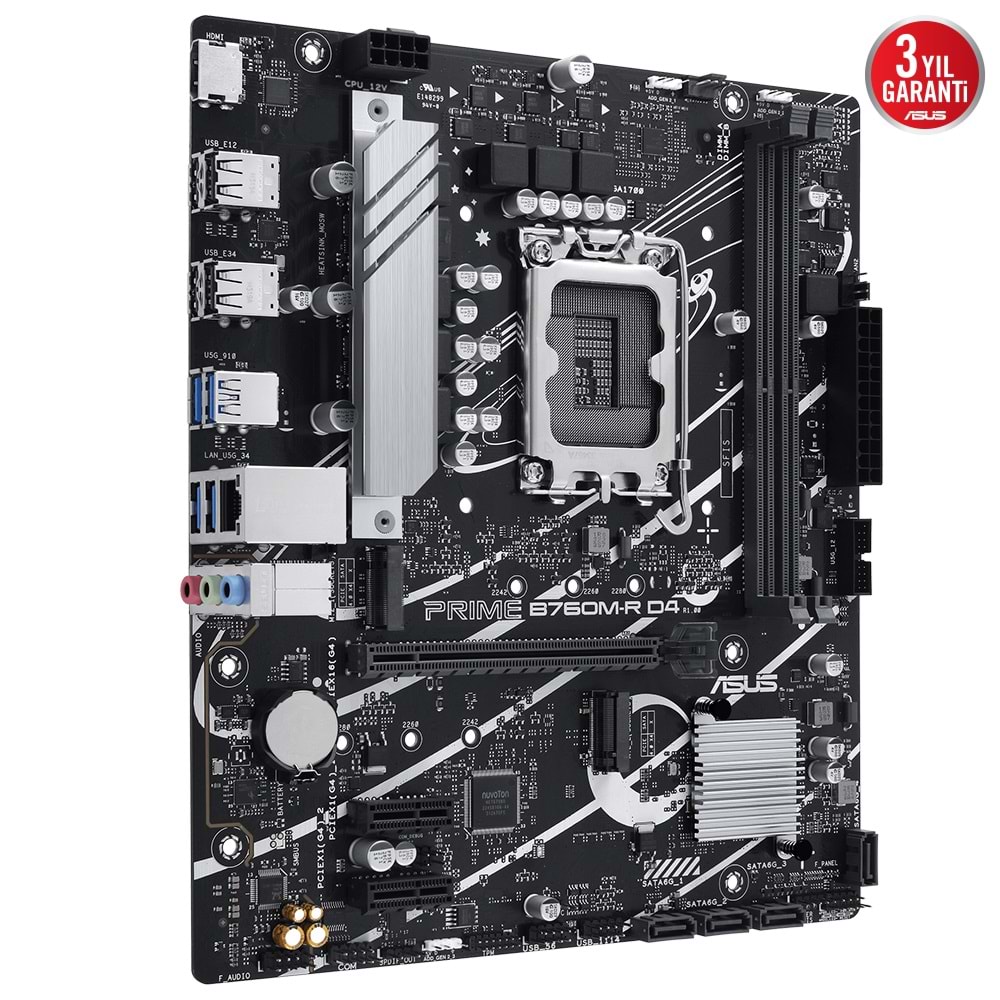 Asus PRIME B760M-R D4 Intel B760 5333 MHz (OC) DDR4 Soket 1700 mATX Anakart