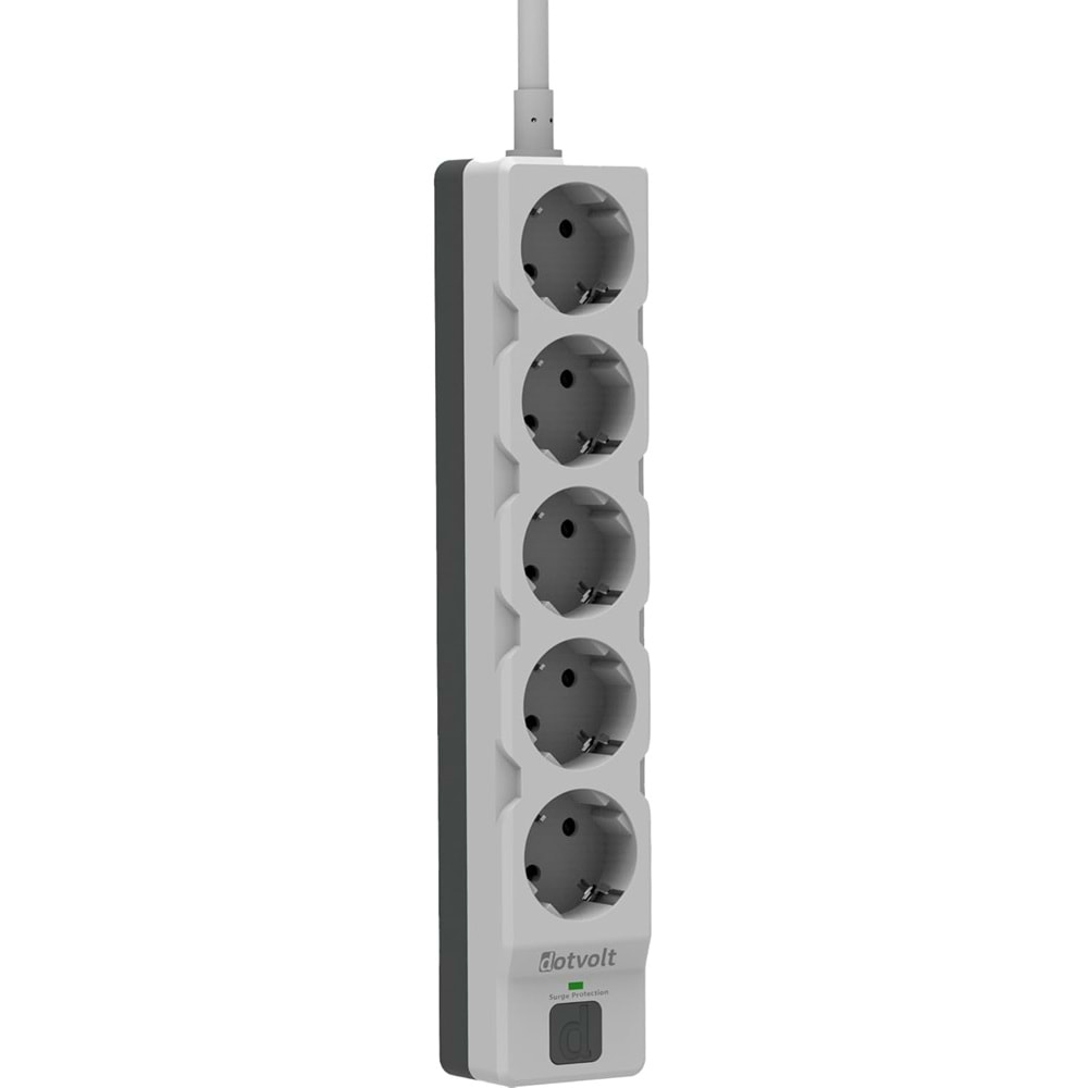 Dotvolt Beşli 1.5 Metre Kablolu Akım Korumalı Priz Beyaz Anahtarlı Surge Hunter 1050 Joule