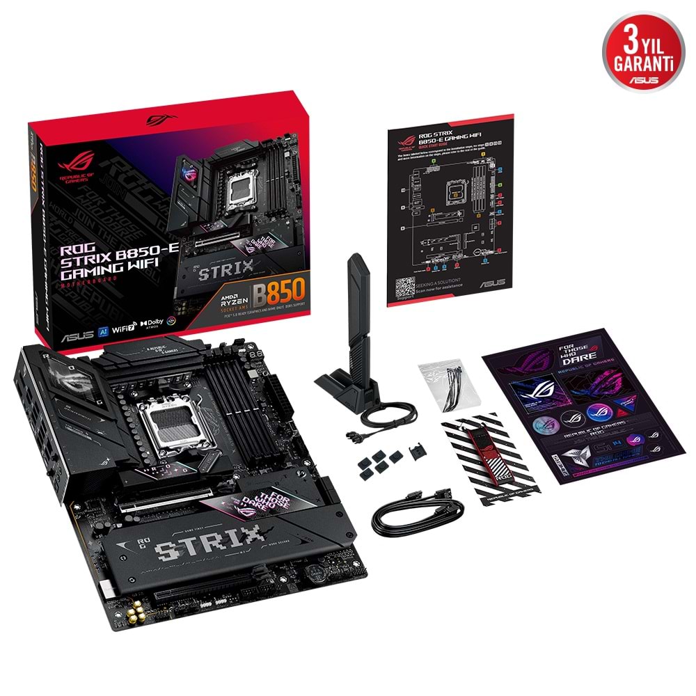 Asus ROG STRIX B850-E GAMING WIFI AMD B850 8000 MHz (OC) DDR5 Soket AM5 ATX Anakart