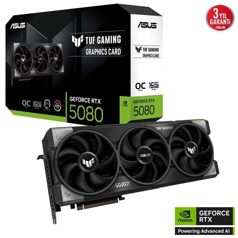 Asus TUF-RTX5080-O16G-GAMING 16GB 256Bit GDDR7 DP/HDMI PCI 5.0 Ekran Kartı