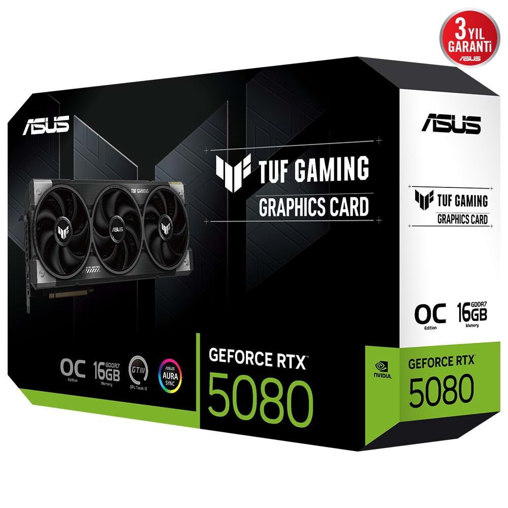 Asus TUF-RTX5080-O16G-GAMING 16GB 256Bit GDDR7 DP/HDMI PCI 5.0 Ekran Kartı