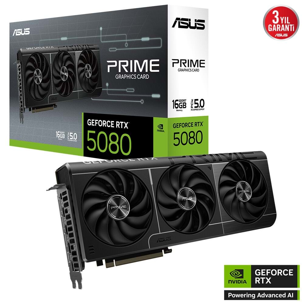 Asus PRIME-RTX5080-16G 16GB 256Bit GDDR7 DP/HDMI PCI 5.0 Ekran Kartı