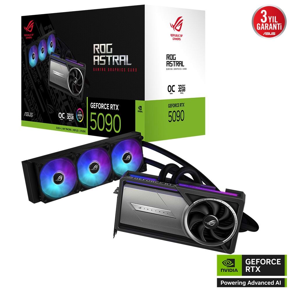 Asus ROG-ASTRAL-LC-RTX5090-O32G-GAMING 32GB 512Bit GDDR7 DP/HDMI PCI 5.0 Ekran Kartı