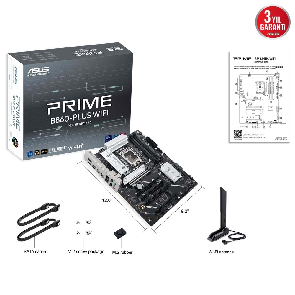 Asus PRIME B860-PLUS WIFI 90MB1K50-M0EAY0 8200 MHz DDR5 Oc Intel Soket 1851 ATX Anakart
