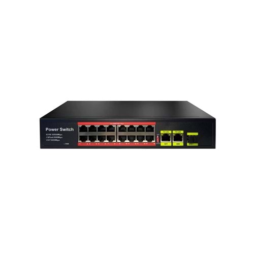 Uranium POE-1621SFP-200W 16 Port 10/100 2xgigabit RJ45 1xsfp Uplink 200W Poe Switch