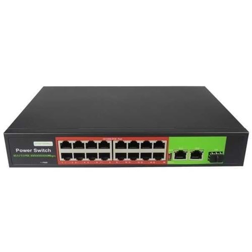 Uranium POE-G1621SFP-300W 16 Port 10/100/1000 Gigabit Switch 2XGB RJ45+1XSFP Uplink RackMount