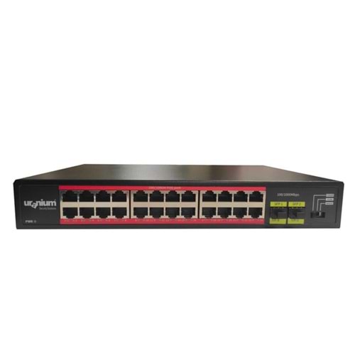 Uranium POE-G2402SFP-300W 24 Port Gigabit + 2xGB SFP Uplink POE Rackmount Switch