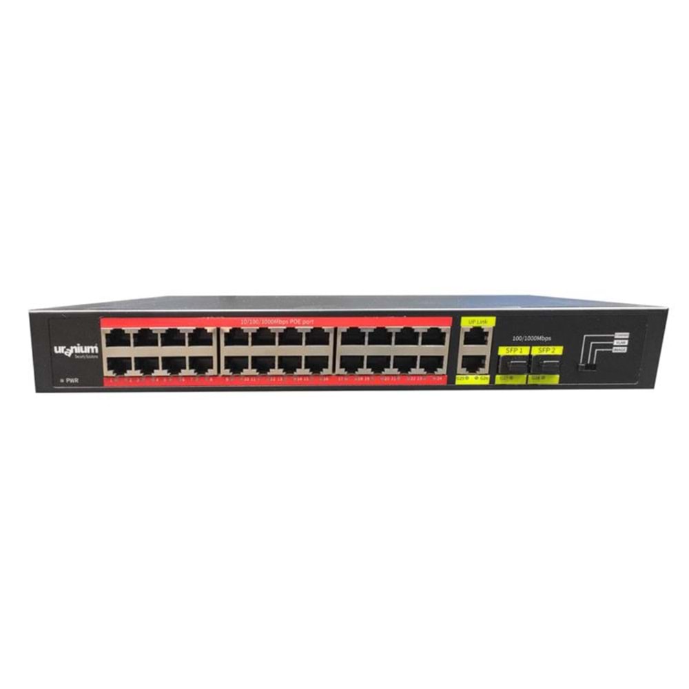 Uranium POE-G2422SFP-300W 24 Port 2xGB Rj45/2xSFP Uplink Gigabit Poe Switch