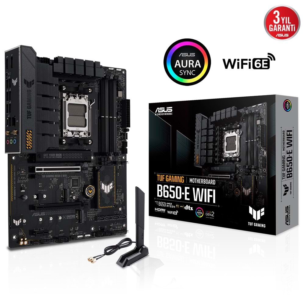 Asus TUF GAMING B650-E WIFI AMD DDR5 M.2 DP/HDMI PCI 4.0 AM5 Anakart